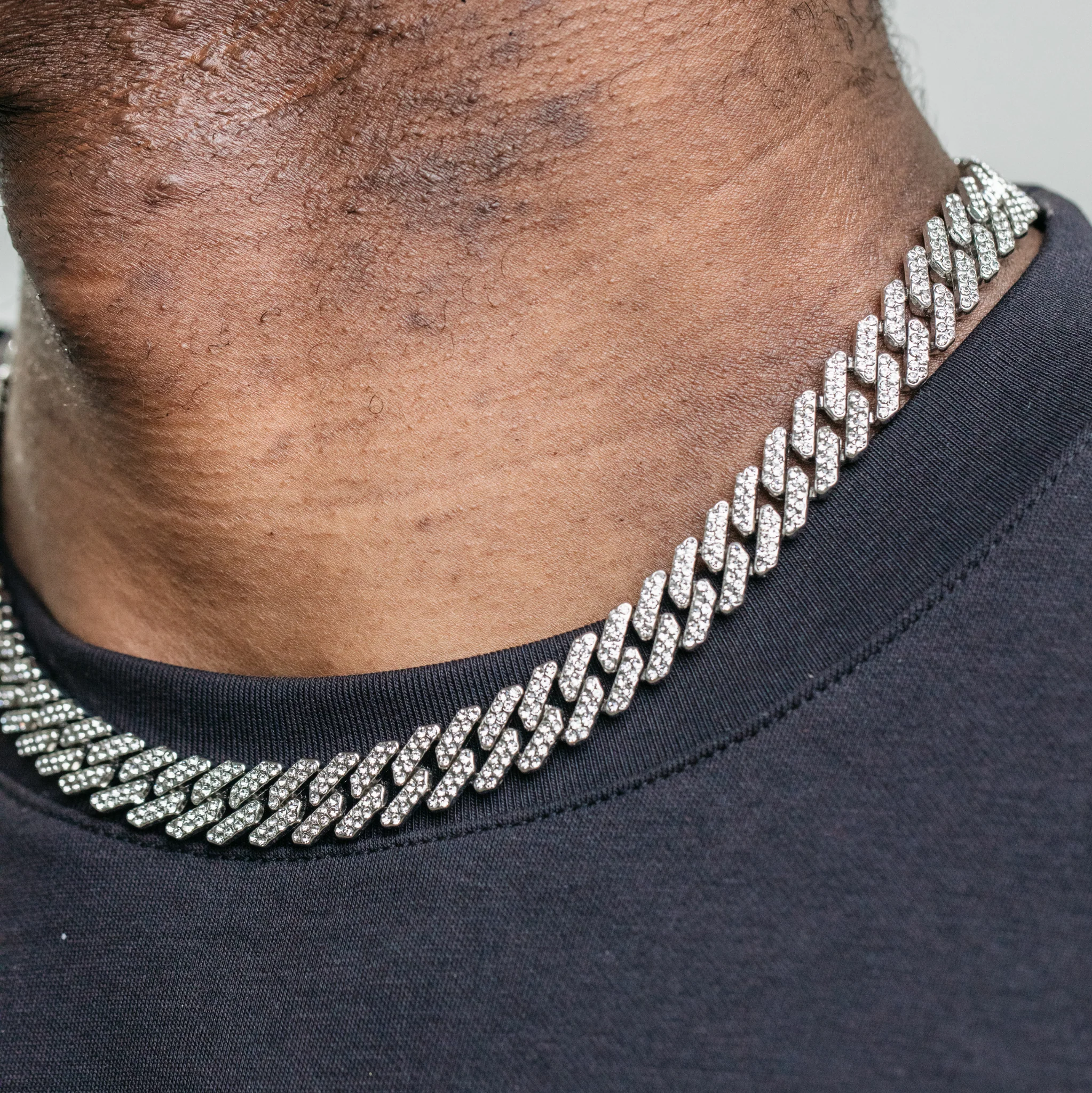 12mm Diamond Prong Link Chain - Silver (S) - Image 7