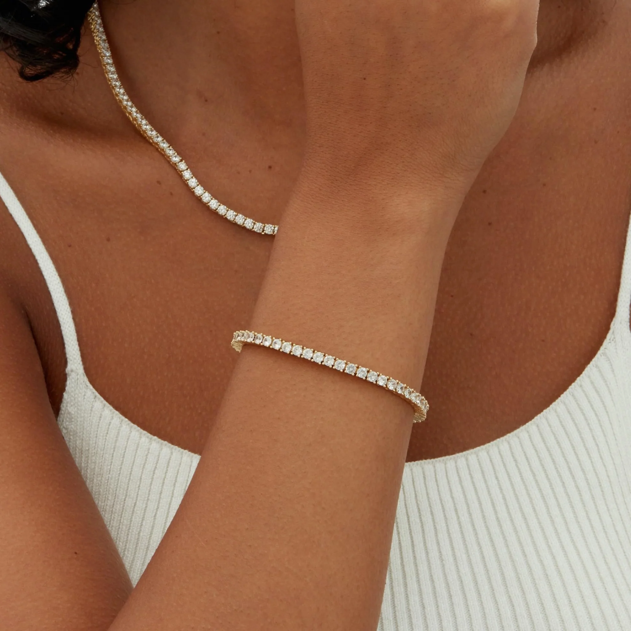 3MM TENNIS BRACELET - GOLD - Image 4
