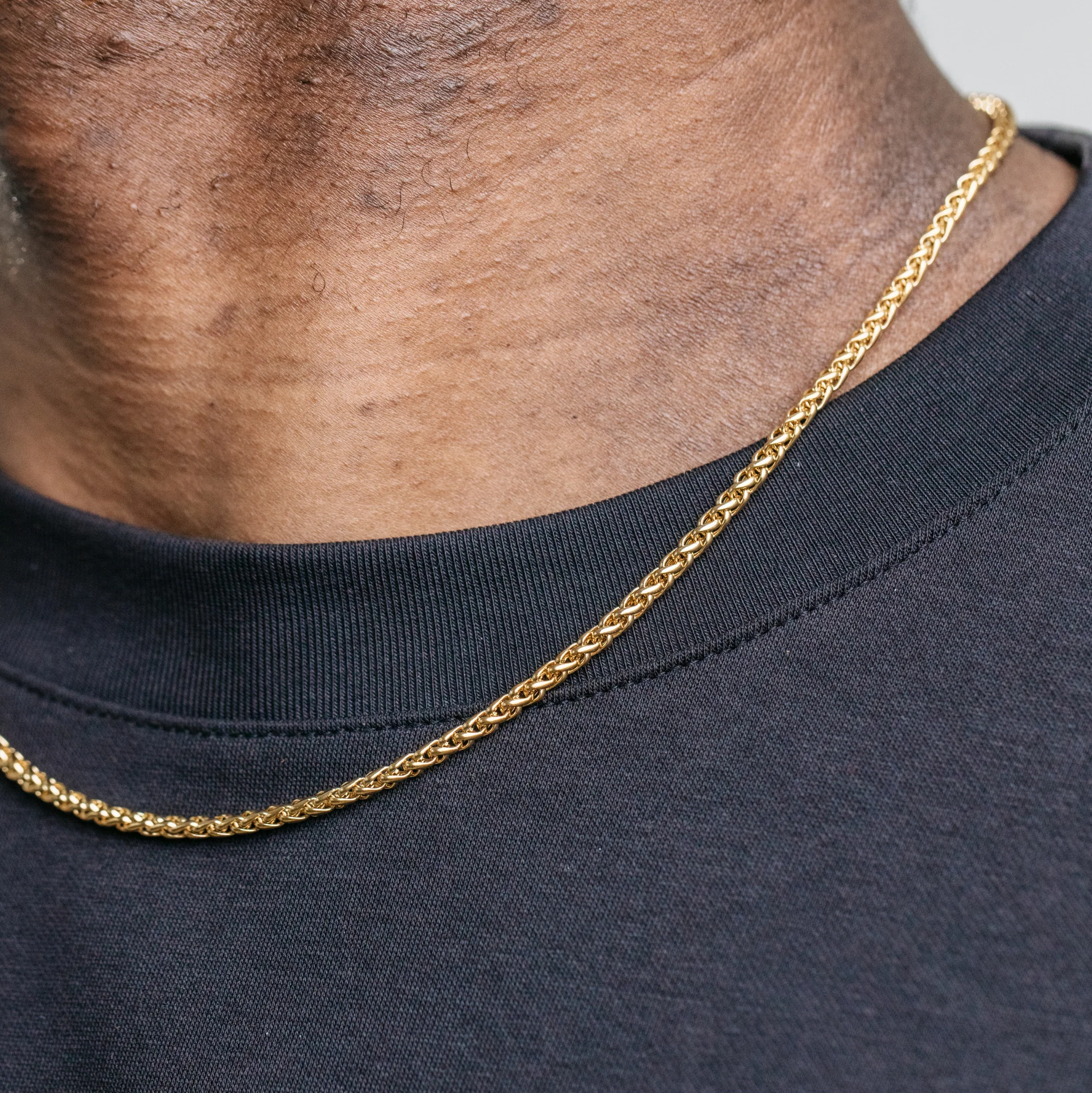 3mm Wheat Chain - Gold - Image 6