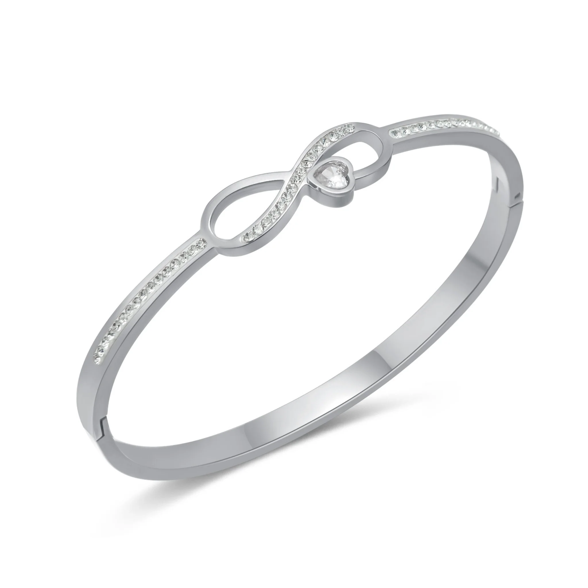 CRYSTAL HEART BRACELET - SILVER - Image 2